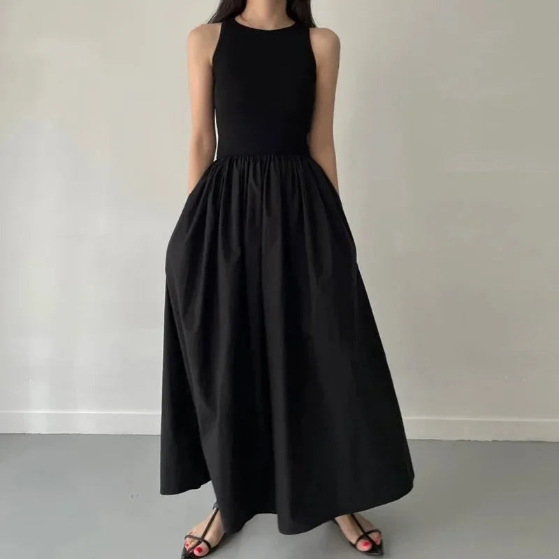 Elegant Sleeveless Black Maxi Dress