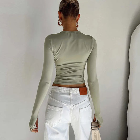 Slim Fit Thumbhole Crop Top