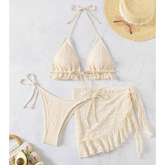 Sexy Triangle Ruffle Bikini Set