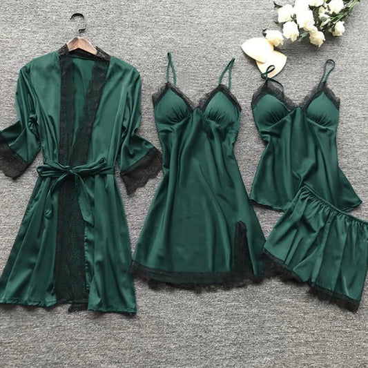 Sexy Lace 4-Piece Pajama Set