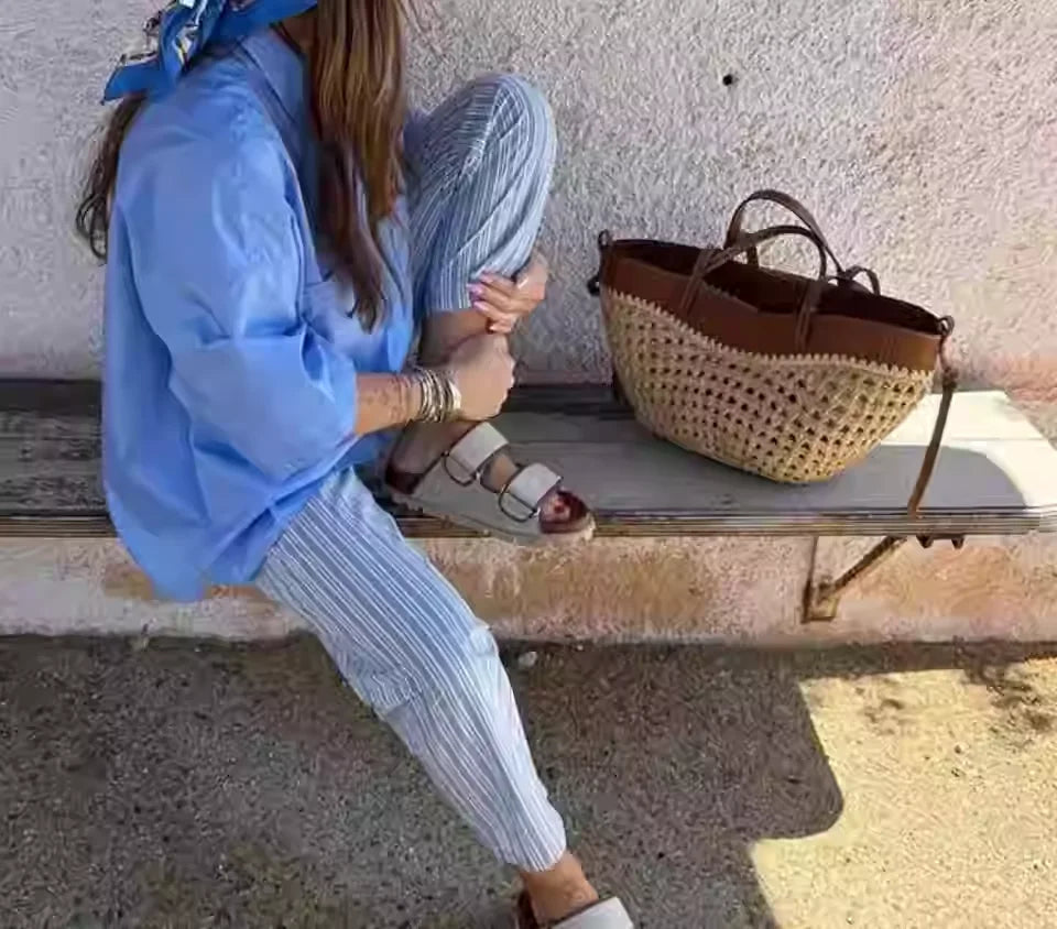 Retro Boho Large Woven Basket Bag