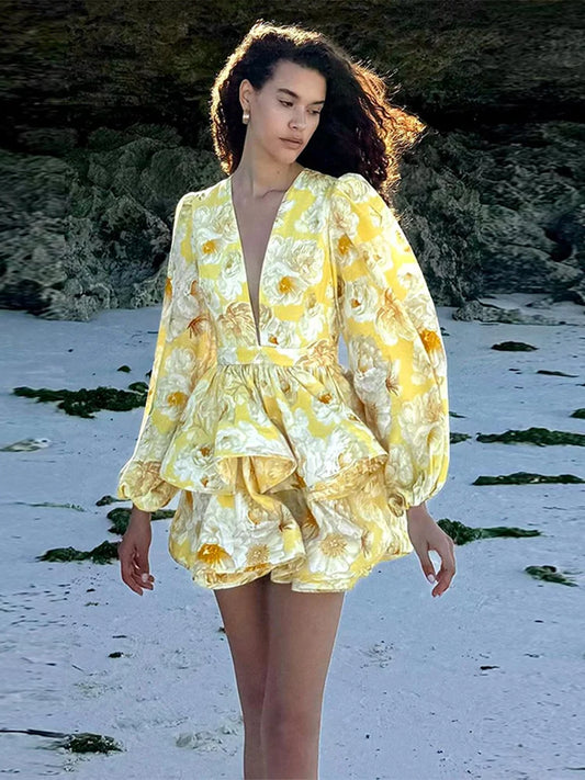 Ruffled Floral Mini Dress