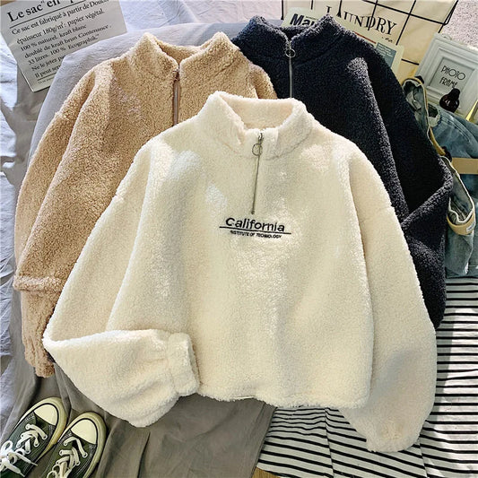 Cropped Fleece Hoodie Women