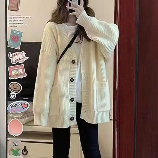 V-Neck Loose Knit Cardigan