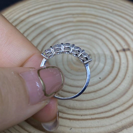 5pcs 14K White Gold Oval Diamond Rings