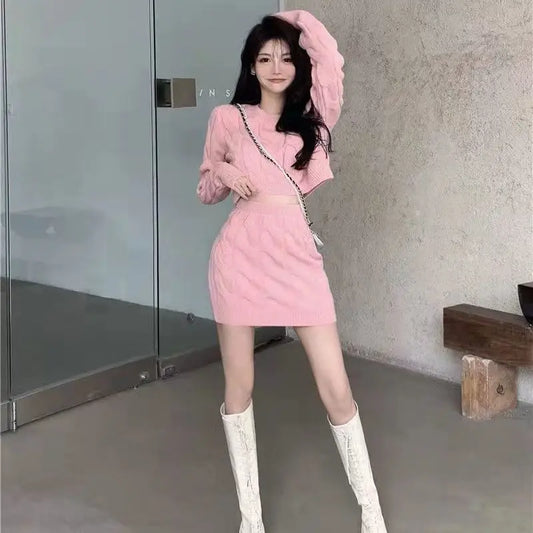 Knitted Sweater Skirt Set