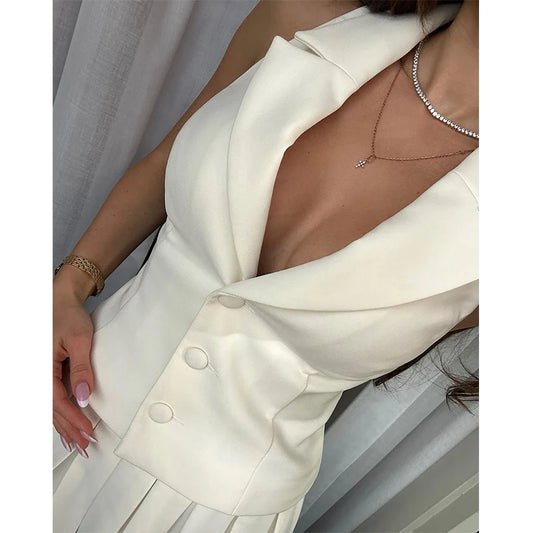 Y2K Slim Fit Pleated Set