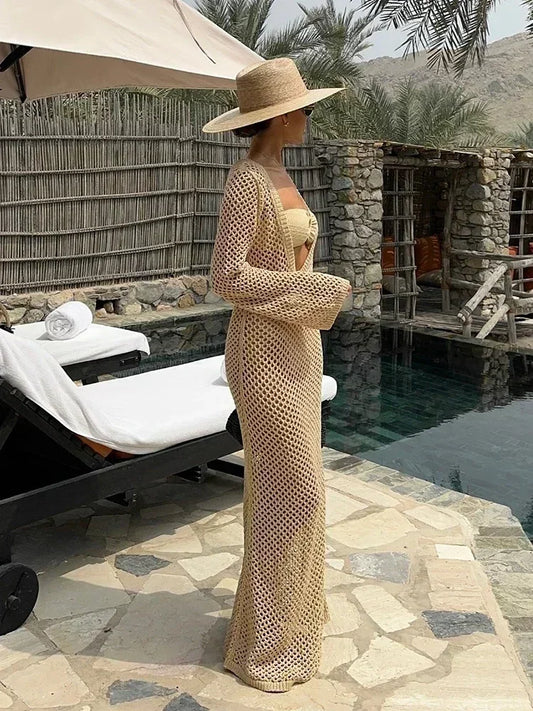 U-Neck Bell Sleeve Maxi Dress