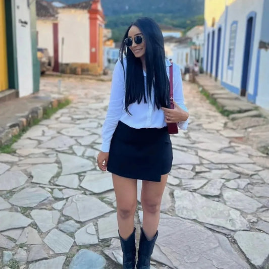 Asymmetric High Waist Skort