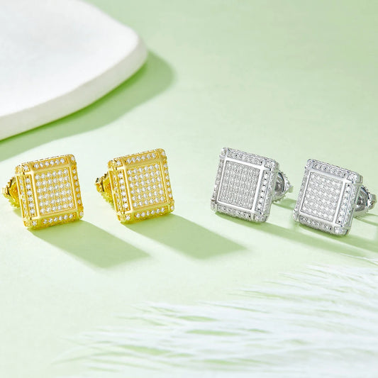 Sterling Moissanite Square Stud Earrings