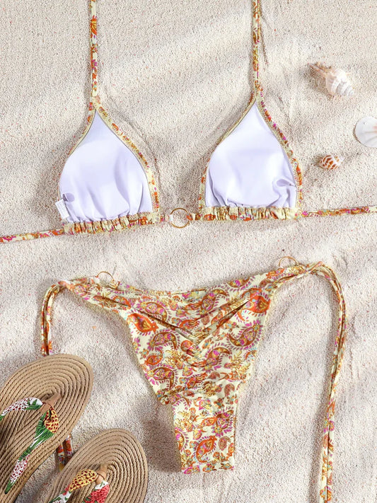 Printed Bandage Bikini Set
