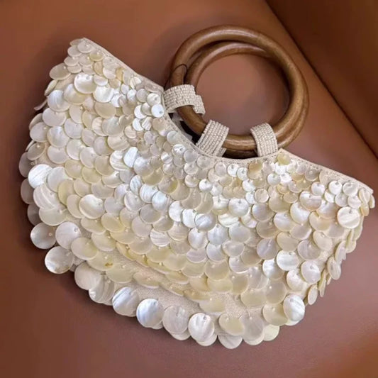 White Crystal Top-Handle Clutch