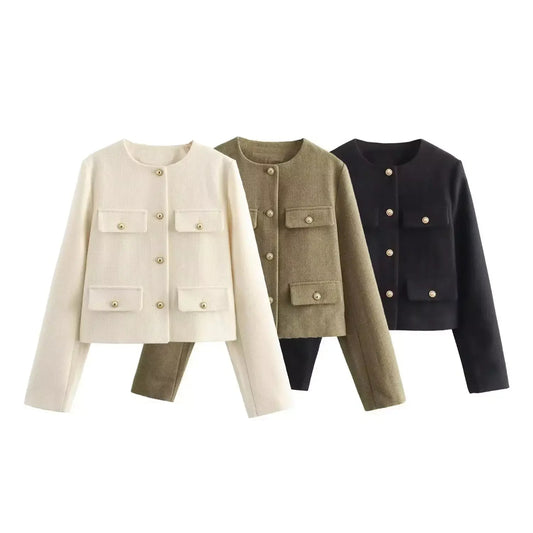 Textured Short Button Jacket
