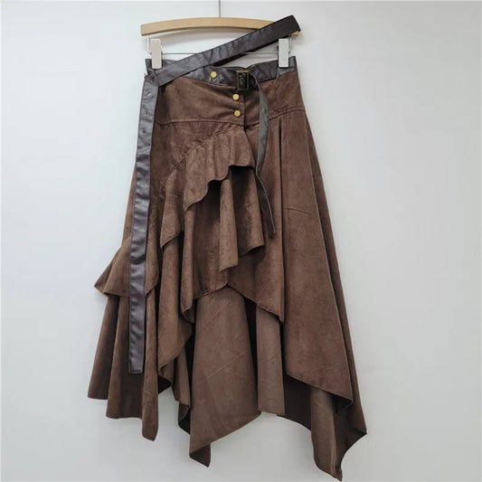 2025 Irregular High Waist Lace-Up Skirt