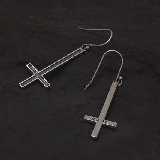 Sterling Silver Gothic Cross Earrings