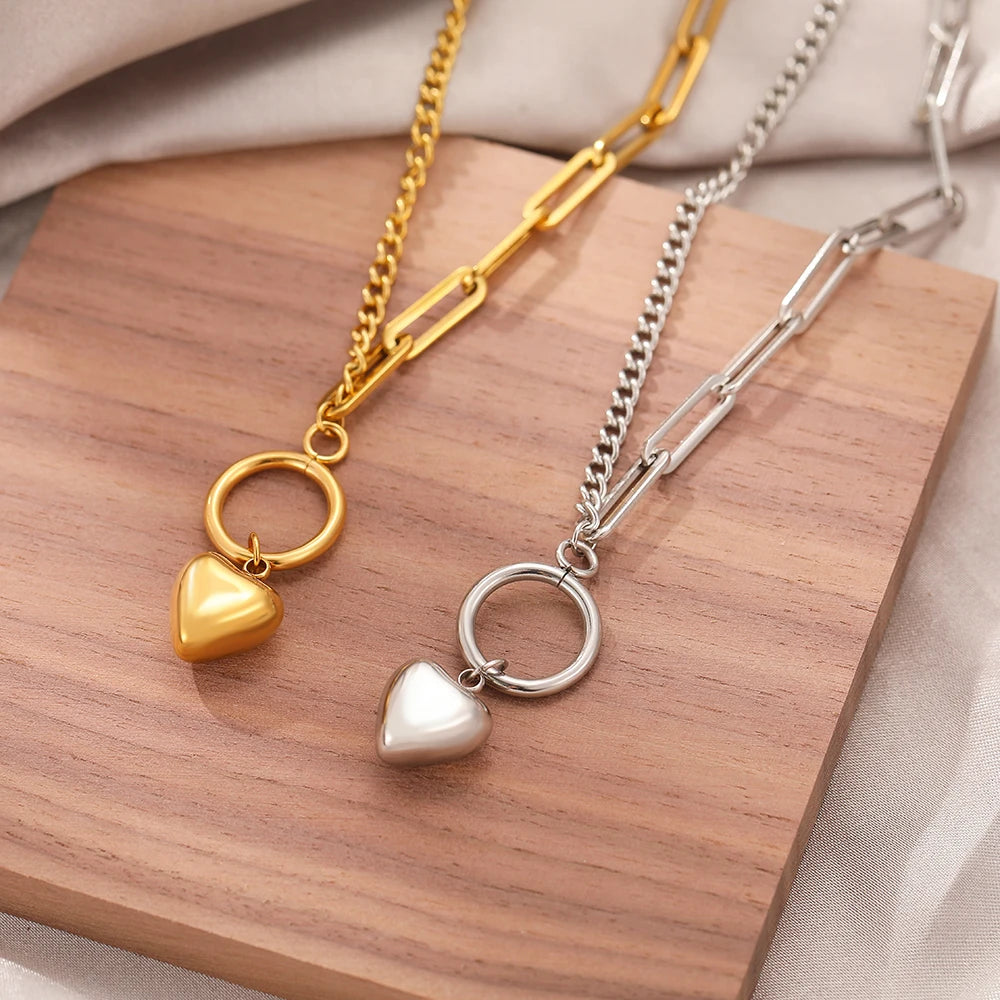 Stainless Steel Heart Pendant Bracelet