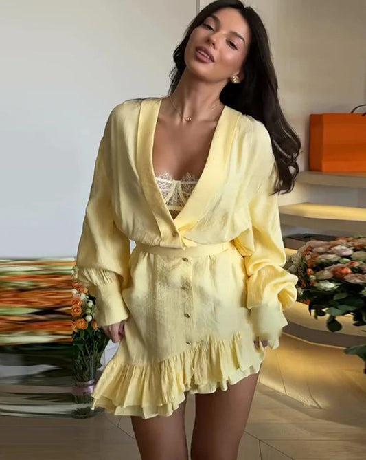 Ruffled Asymmetric Dress