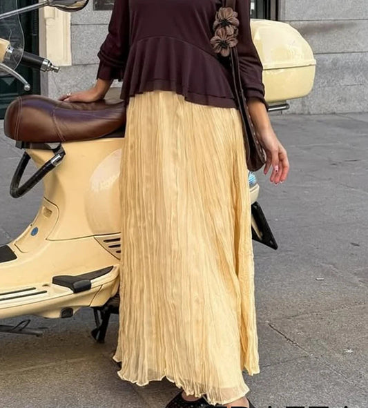 Vintage Pleated Yellow Skirt