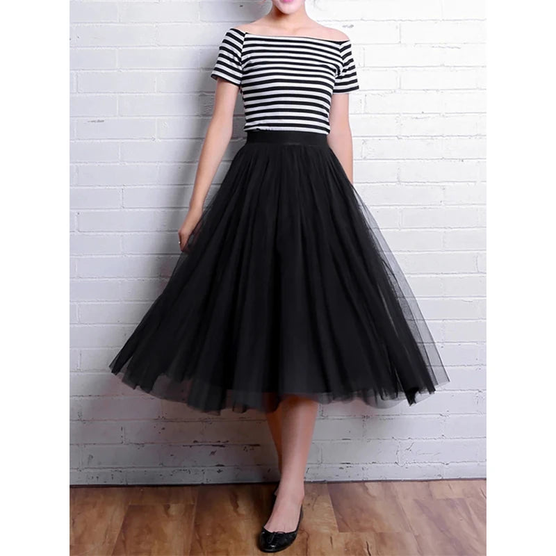 Vintage Mesh Pleated Skirt