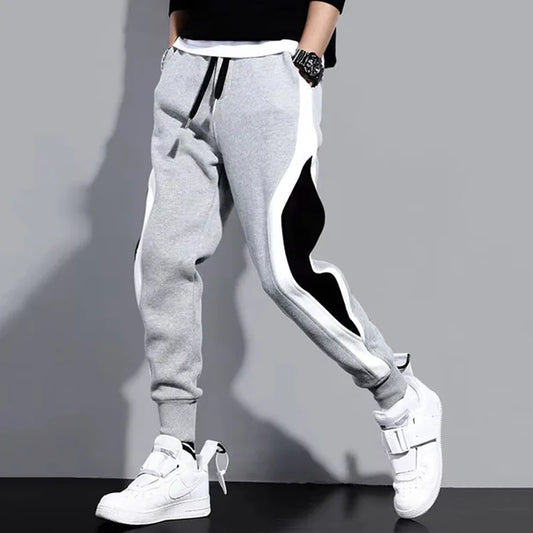 Patchwork Elastic Tie-Foot Pants