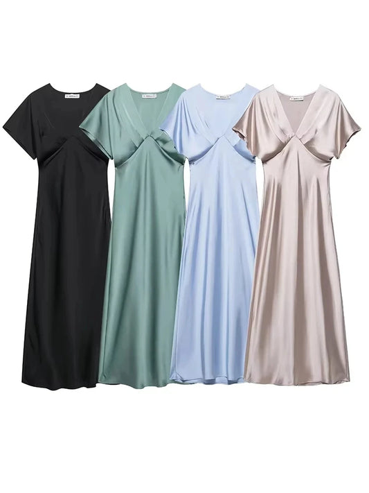 2025 Satin V-Neck Dress
