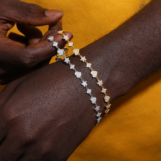 Unisex Iced Out Moissanite Heart Bracelet