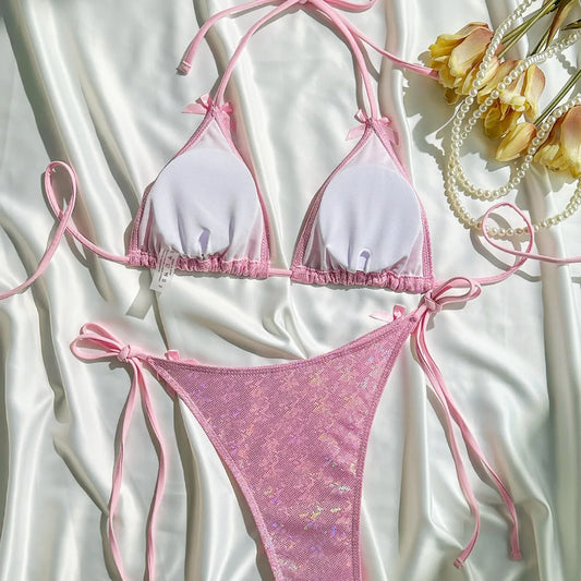 Shiny Pink Micro Bikini