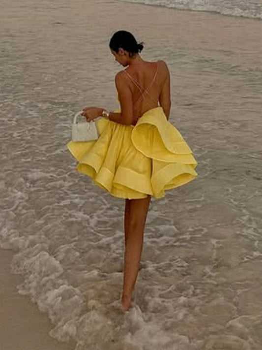 Yellow Pleated Dress