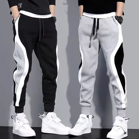 Patchwork Elastic Tie-Foot Pants