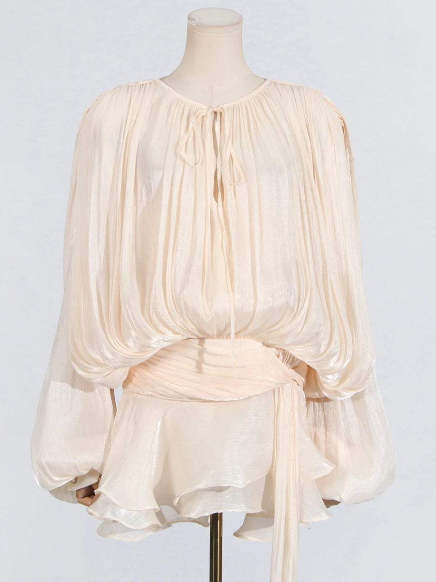 2025 Spliced Lace-Up Mini Dress