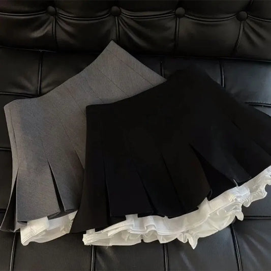 Ruffled Pleated Mini Skirt