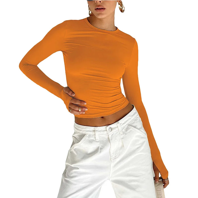 Slim Fit Thumbhole Crop Top