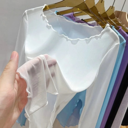 Ice Silk Mesh Blouse