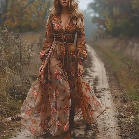 Boho V-Neck Maxi Dress
