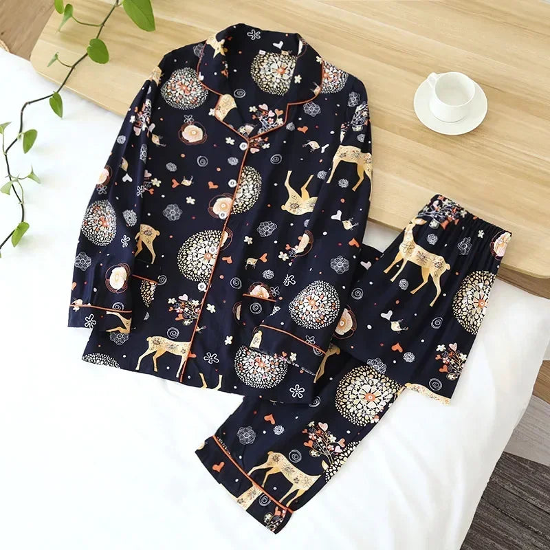 Spring Viscose Pajama Set (Plus Size)