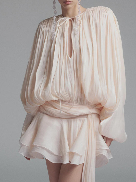2025 Spliced Lace-Up Mini Dress