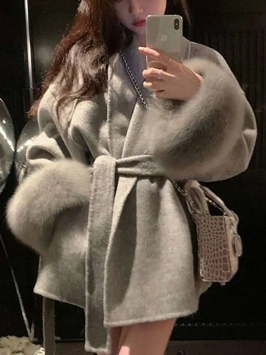 Elegant Wool Patchwork Coat