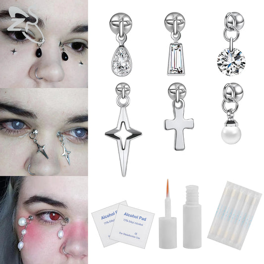 1 Set Non-Piercing Body Jewellery Fake Nose Lip Studs