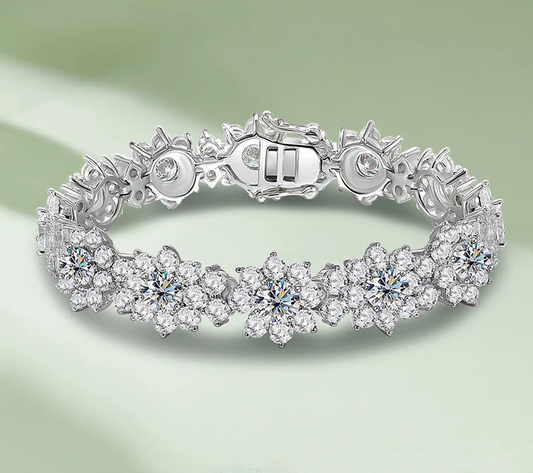 Sunflower Moissanite Silver Bangle