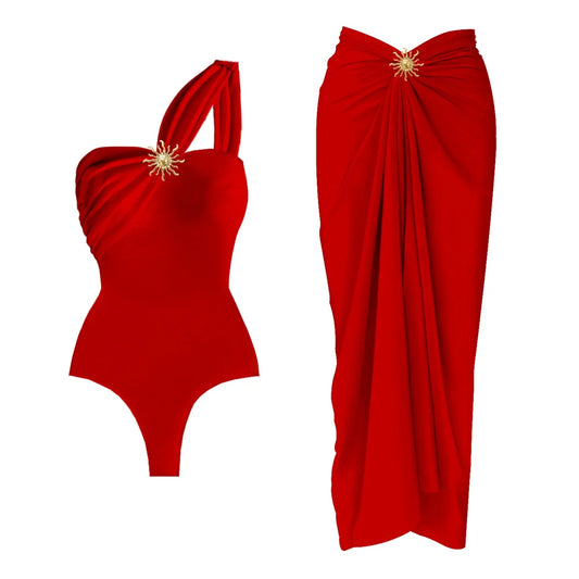 2Pcs One-Shoulder Bikini Set