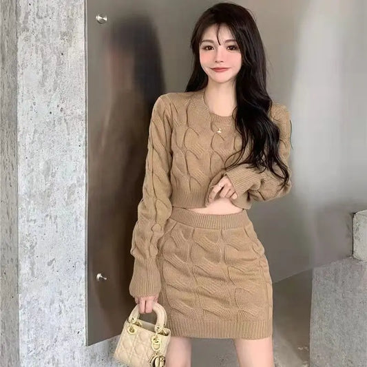 Knitted Sweater Skirt Set