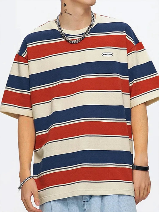 Y2K Striped Contrast Tee