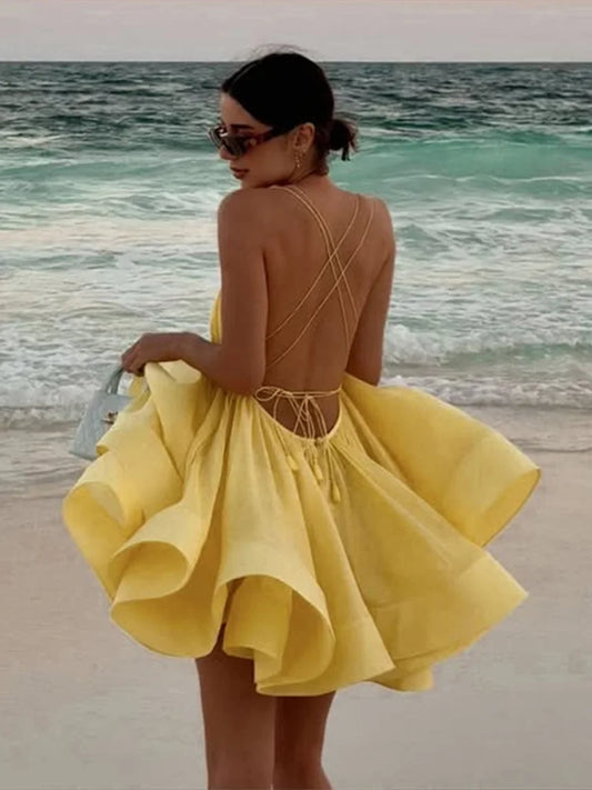 Yellow Pleated Dress