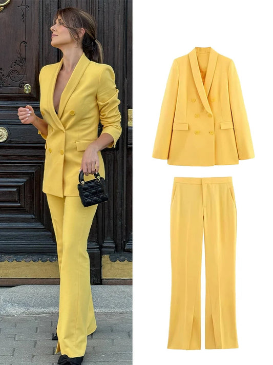Yellow Blazer & Pants Set