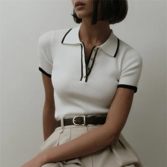 Slim Fit Patchwork Knitted Top