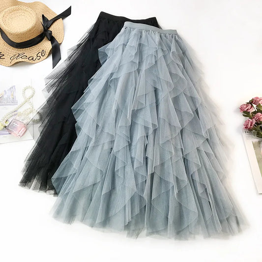 Tiered Tulle A-Line Skirt