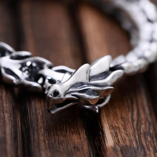 Sterling Silver Viking Dragon Bracelet