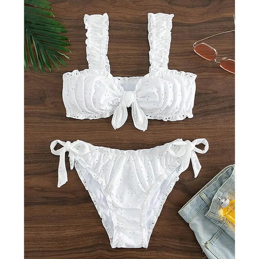 Vintage Ruffle Suspender Bikini Set
