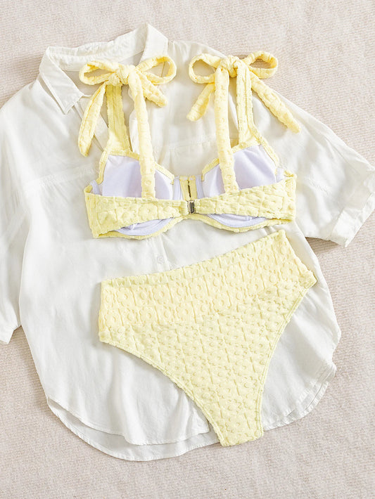 Yellow Tie Strap Bikini Set