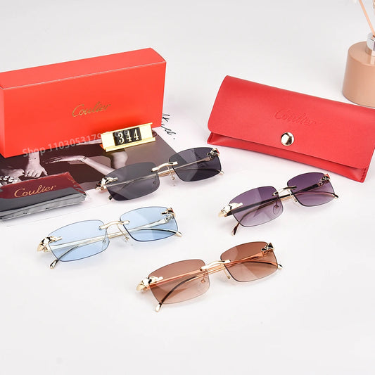 Vintage Rectangle Rimless Sunglasses